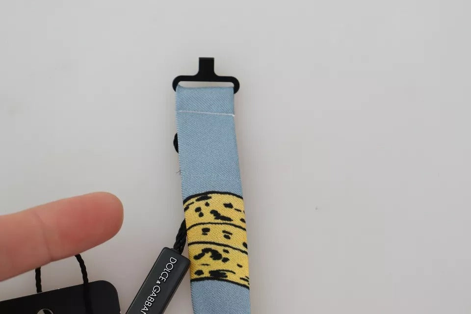 Dolce & Gabbana Light Blue Banana Print Silk Men Neck Bow Men's Tie (Pre-Owned)