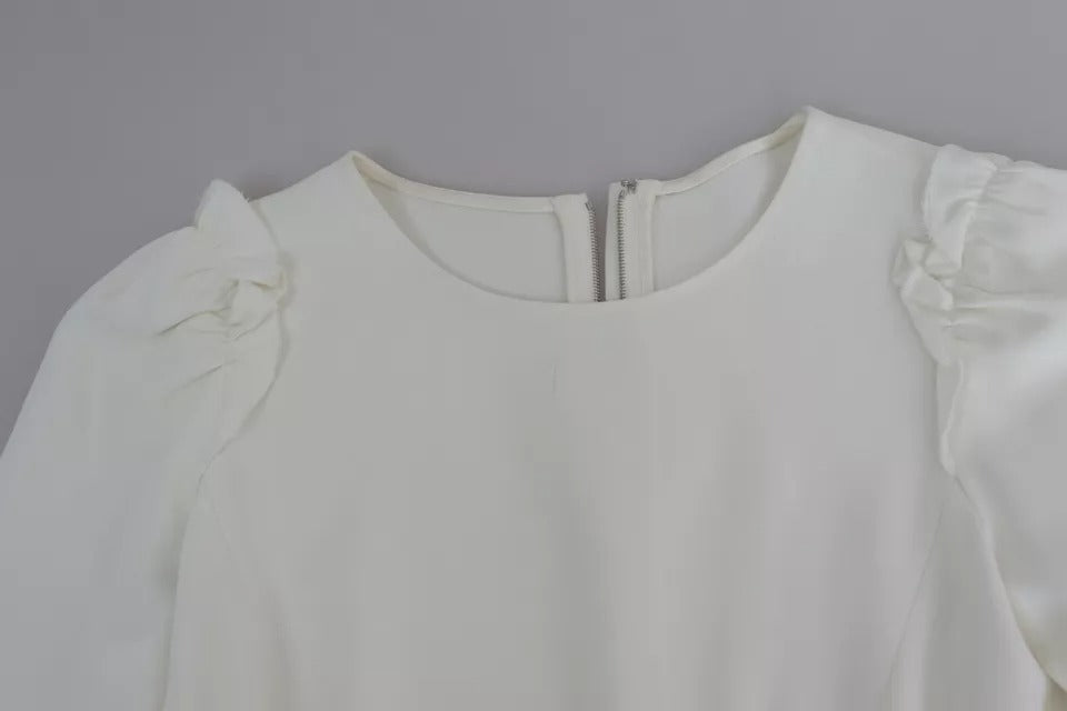 Dolce & Gabbana White Viscose Stretch Short Sleeves Blouse Women's Top (Pre-Owned)