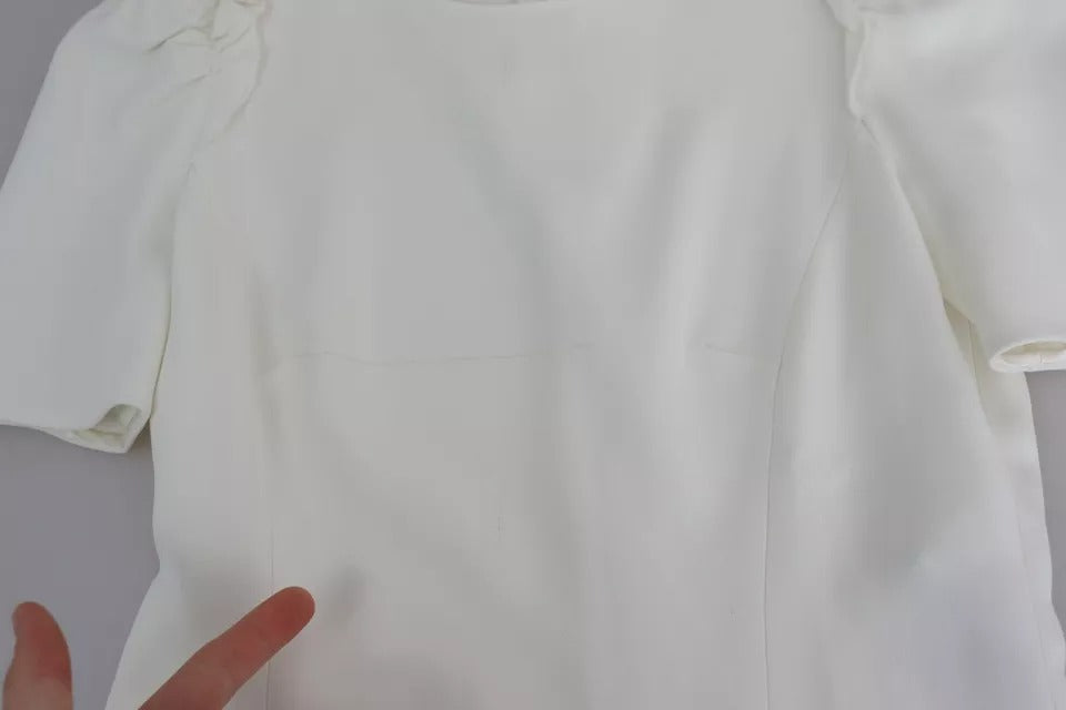 Dolce & Gabbana White Viscose Stretch Short Sleeves Blouse Women's Top (Pre-Owned)