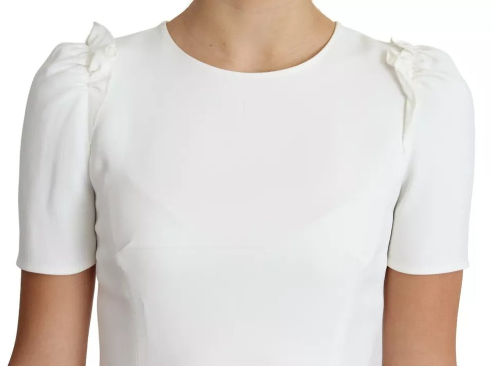 Dolce & Gabbana White Viscose Stretch Short Sleeves Blouse Women's Top (Pre-Owned)