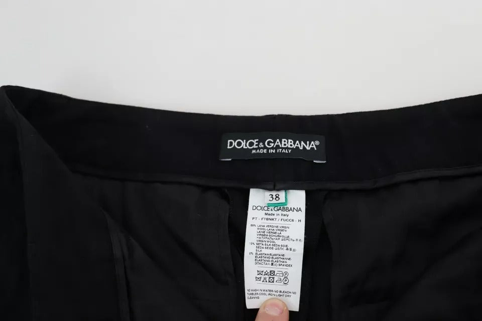 Dolce & Gabbana Black Virgin Wool Stretch Skinny Women's Pants (Pre-Owned)