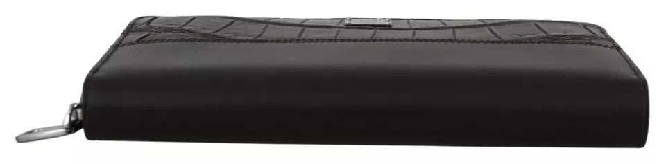 Dolce & Gabbana Brown Exotic Leather Zip Around Continental Clutch Men's Wallet