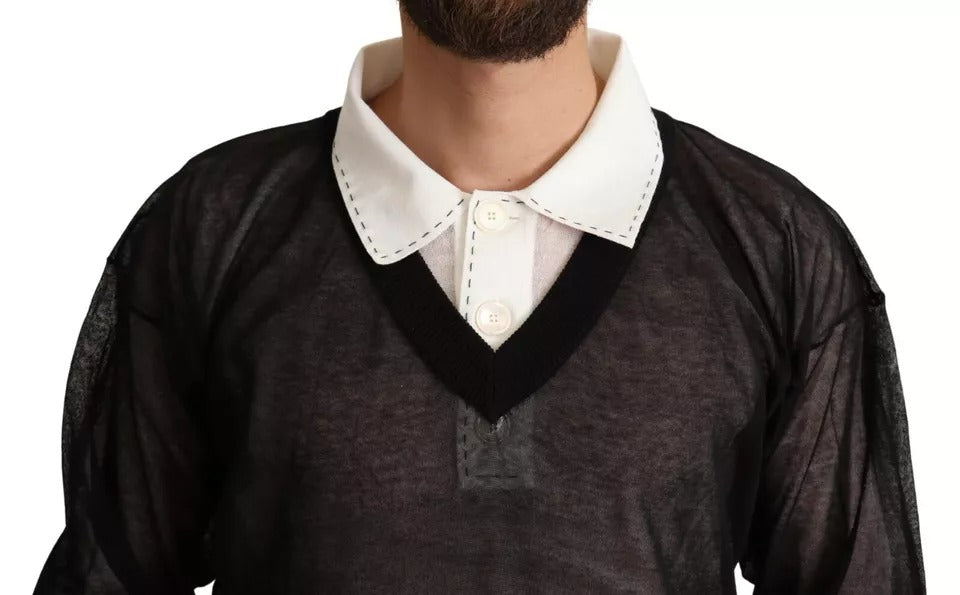 Dolce & Gabbana Black White Shirt One Piece Pullover Men's Sweater (Pre-Owned)