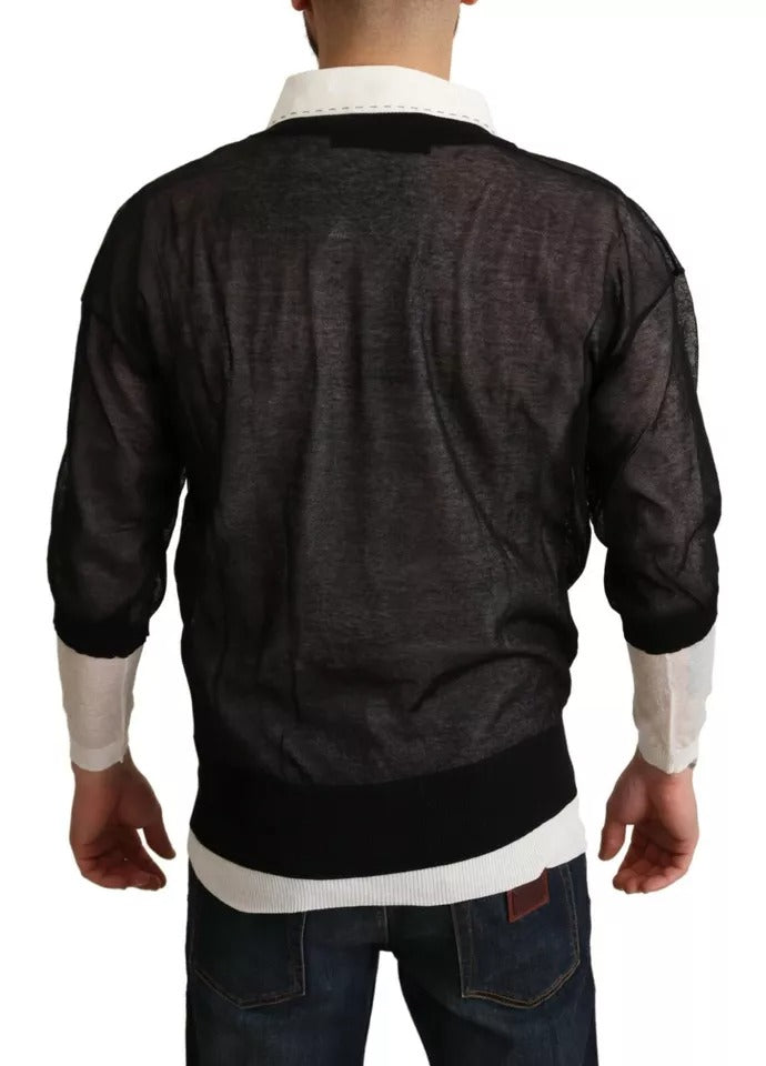 Dolce & Gabbana Black White Shirt One Piece Pullover Men's Sweater (Pre-Owned)