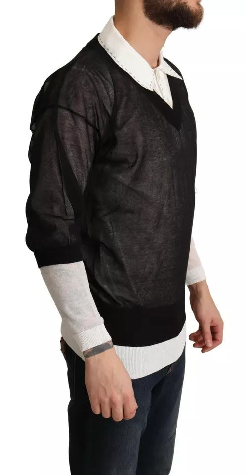 Dolce & Gabbana Black White Shirt One Piece Pullover Men's Sweater (Pre-Owned)