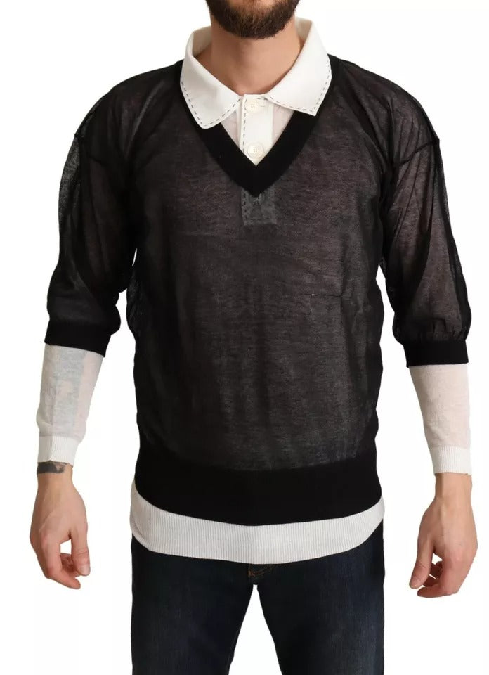 Dolce & Gabbana Black White Shirt One Piece Pullover Men's Sweater (Pre-Owned)