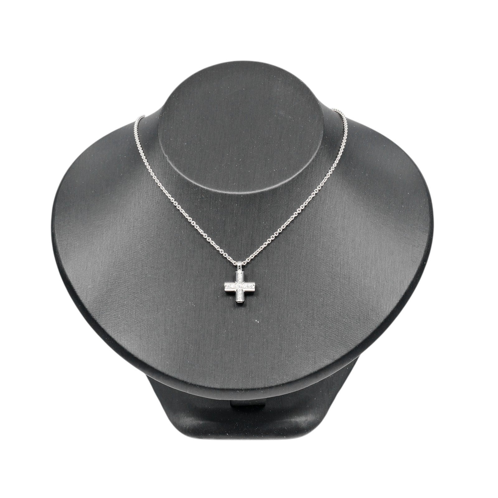 Bvlgari Greek Cross 18K White Gold With Diamonds Silver White_Gold Necklace Jewelry (Pre-Owned)