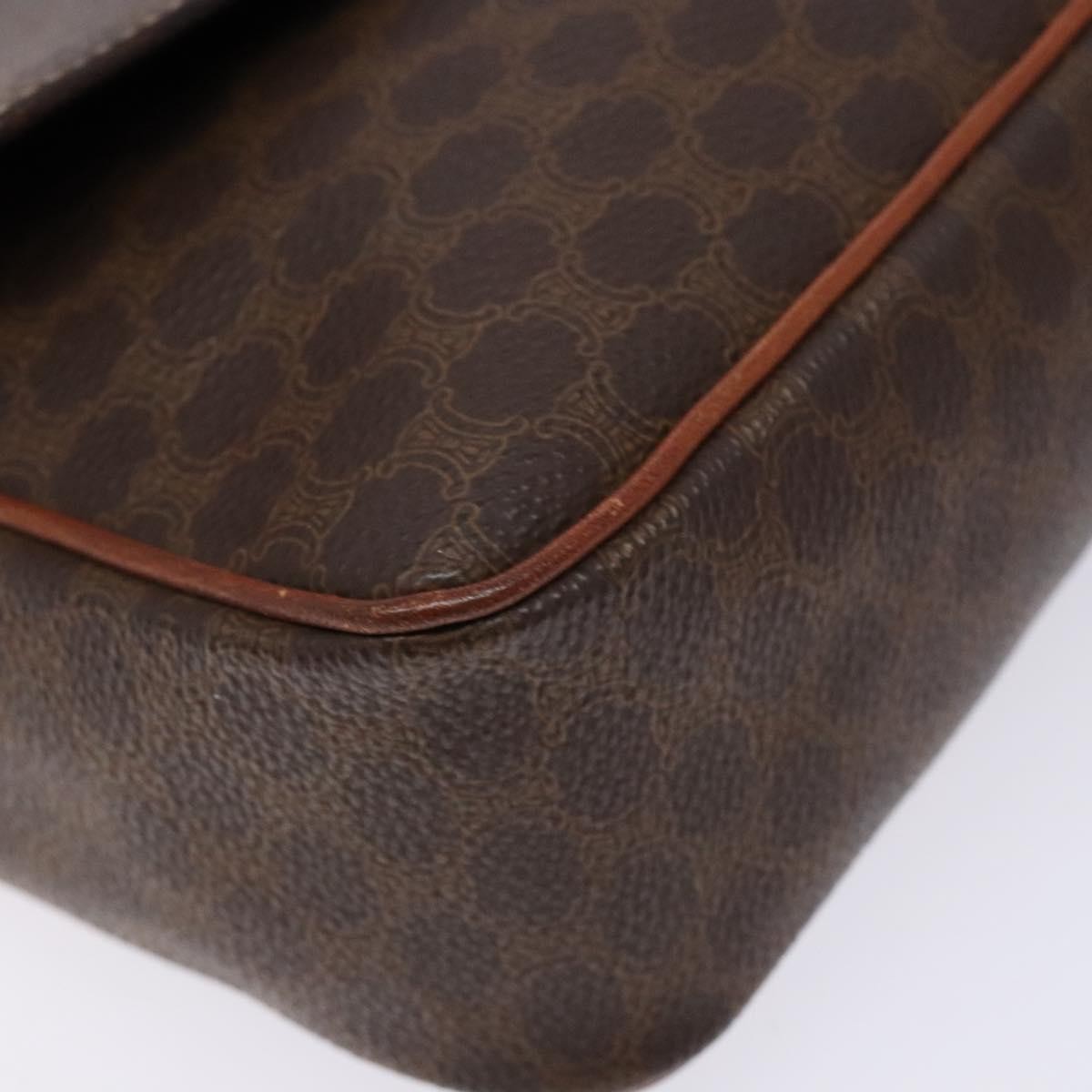 Celine Macadam Shoulder Pvc Leather Brown Canvas Bag (Pre-Owned)