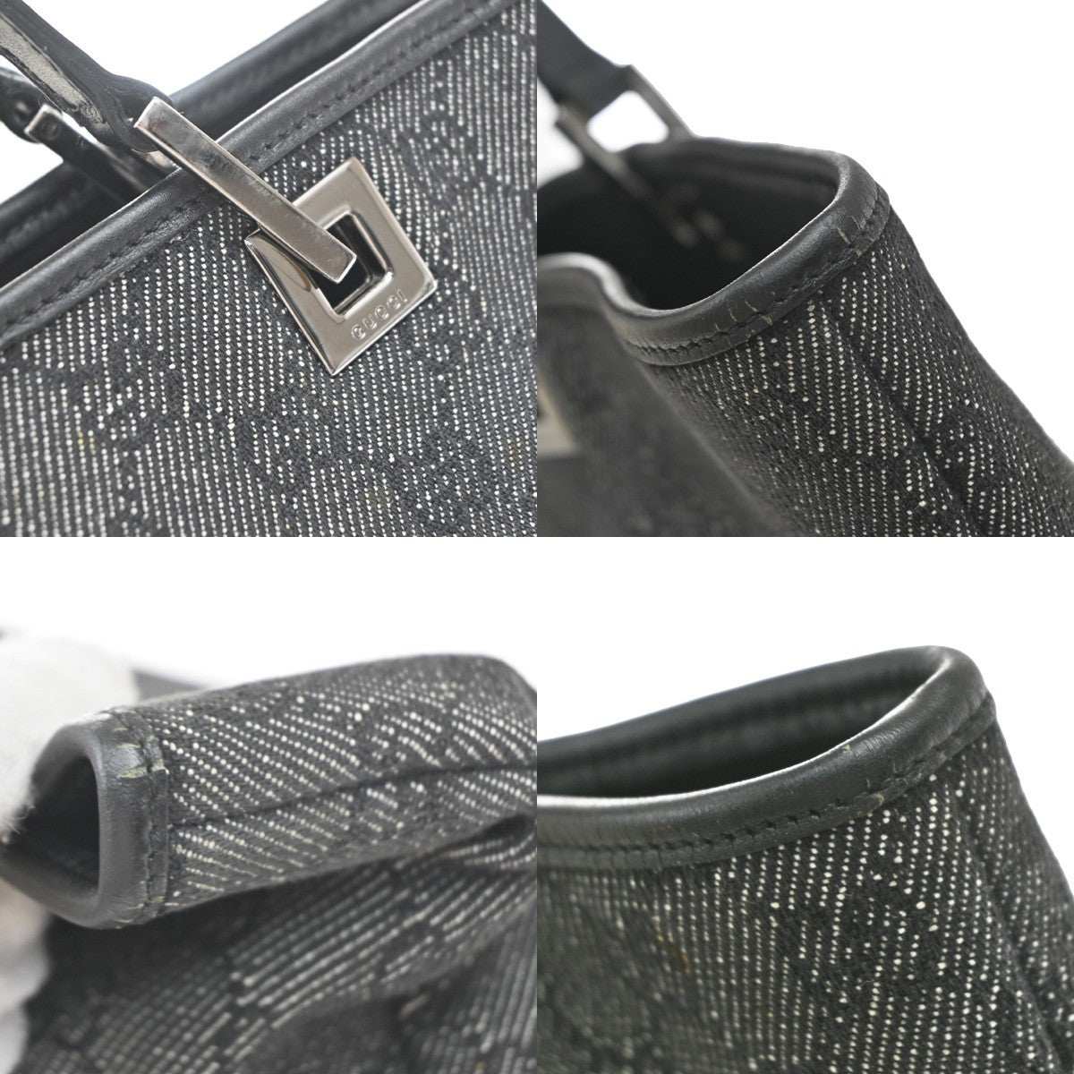 Gucci Vertical Tote Gg Canvas Black Canvas Tote Bag Bag (Pre-Owned)