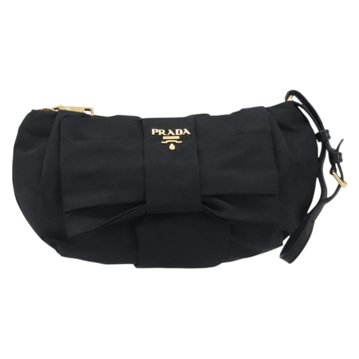 Prada Bow Wristlet Tessuto Black Nylon Clutche & Pouche Bag (Pre-Owned)
