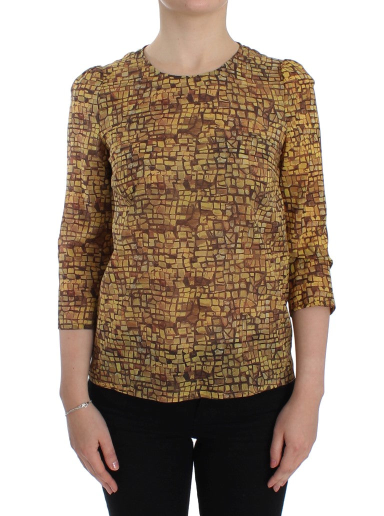 Dolce & Gabbana Multicolor Mosaic Print Silk Blouse Women's T-shirt