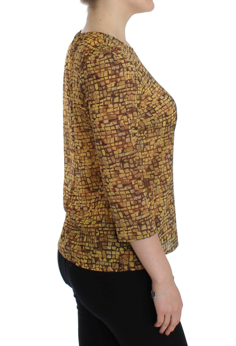 Dolce & Gabbana Multicolor Mosaic Print Silk Blouse Women's T-shirt