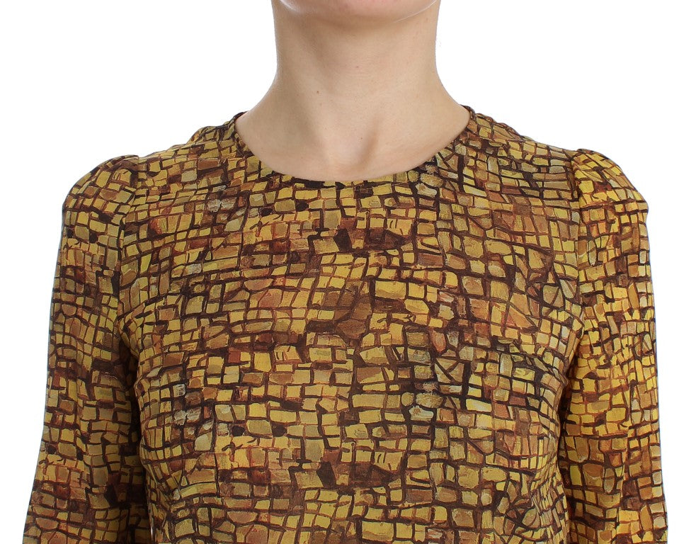 Dolce & Gabbana Multicolor Mosaic Print Silk Blouse Women's T-shirt