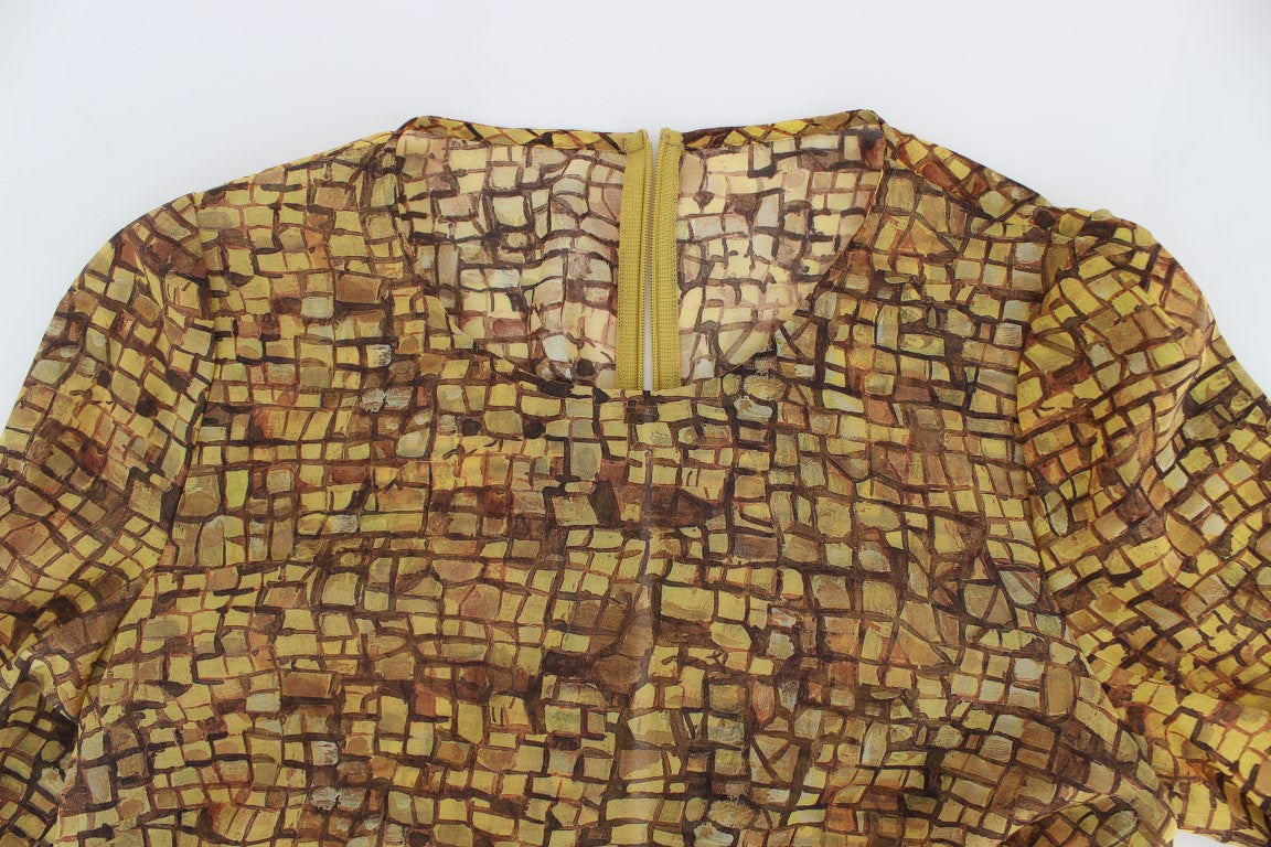Dolce & Gabbana Multicolor Mosaic Print Silk Blouse Women's T-shirt