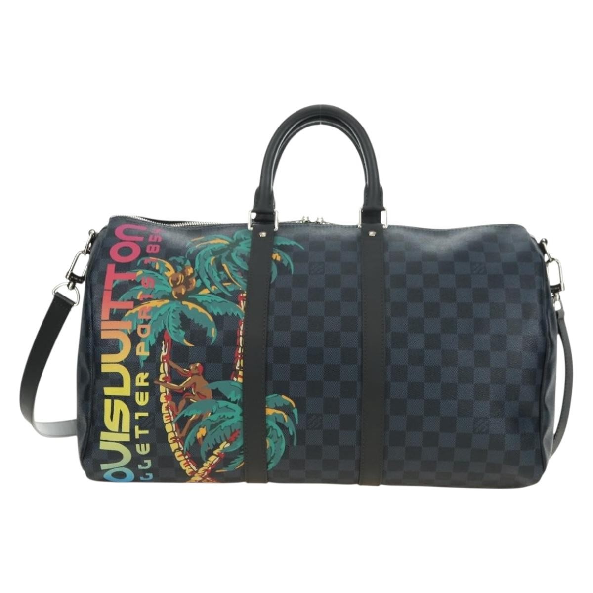 Louis Vuitton Keepall Bandouliere Limited Edition Damier Cobalt Jungle Blue Canvas Travel Bag Bag (Pre-Owned)