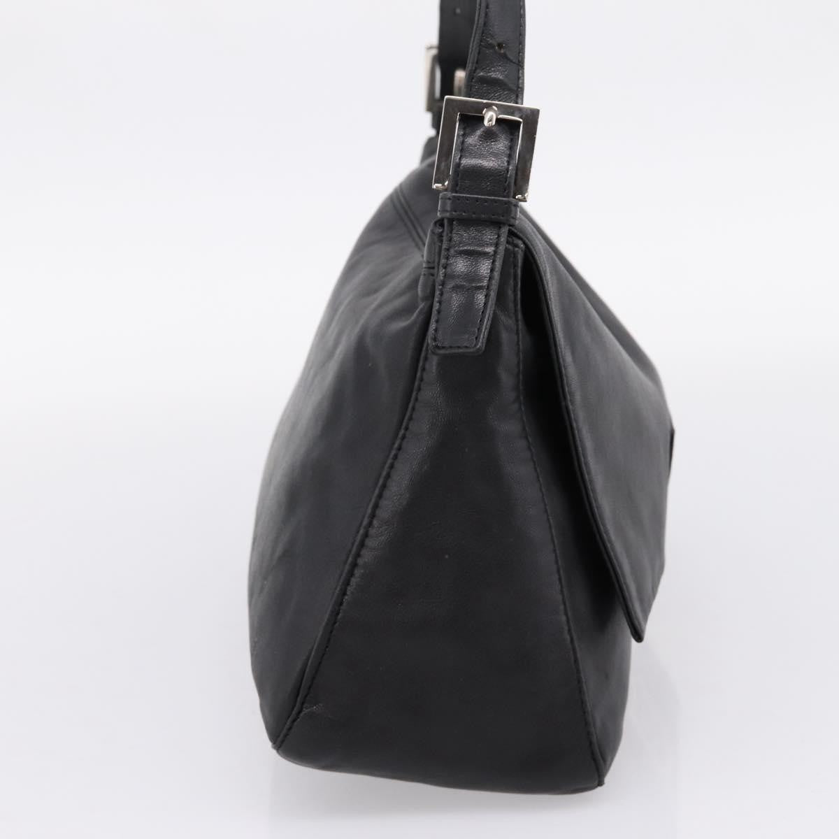 Fendi Mamma Baguette Zucca Jacquard Velvet Black Leather Shoulder Bag Bag (Pre-Owned)