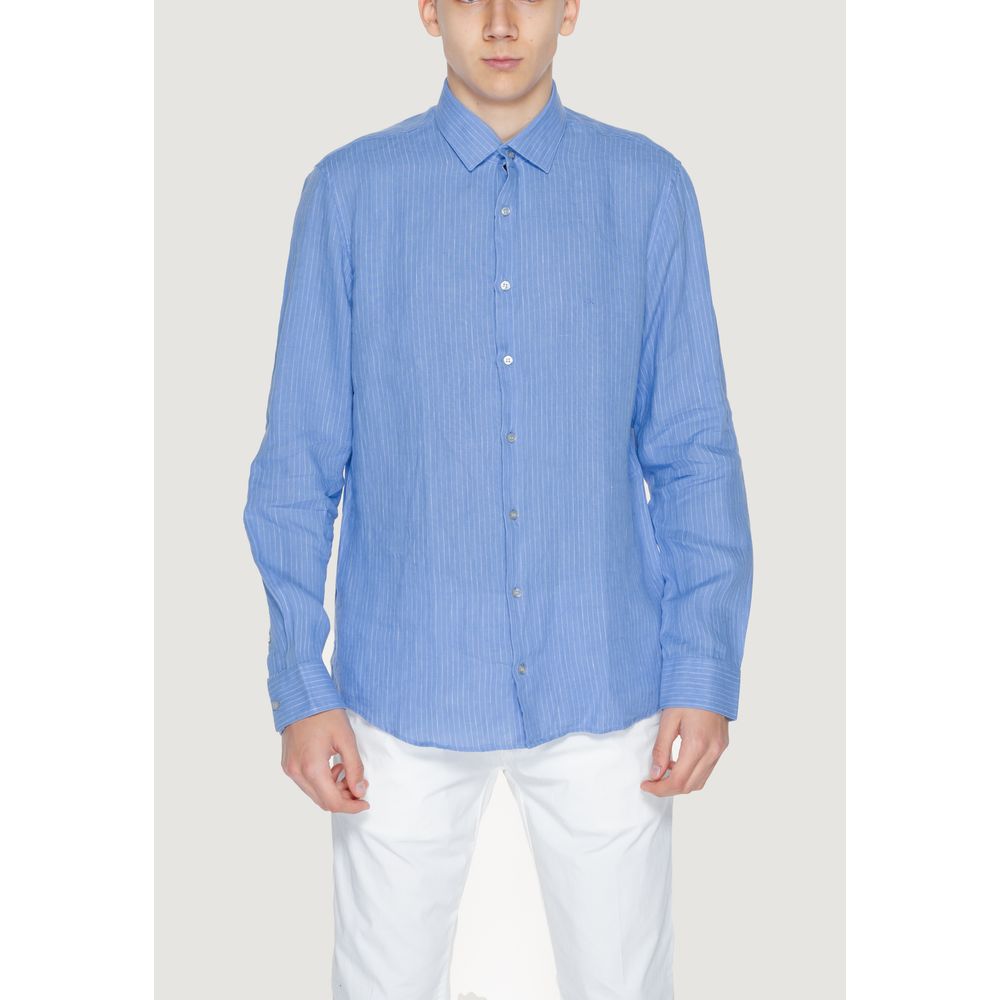 Calvin Klein Blue Linen Men's Shirt