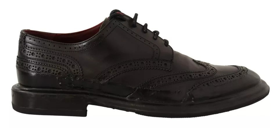 Dolce & Gabbana Black Perforated Leather Lace Up Derby Men's Shoes (Pre-Owned)
