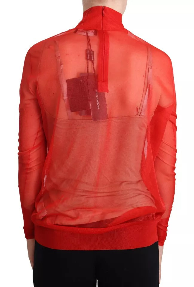 Dolce & Gabbana Orange Semi Transparent Blouse Women's Sweater (Pre-Owned)