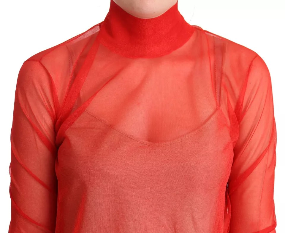 Dolce & Gabbana Orange Semi Transparent Blouse Women's Sweater (Pre-Owned)