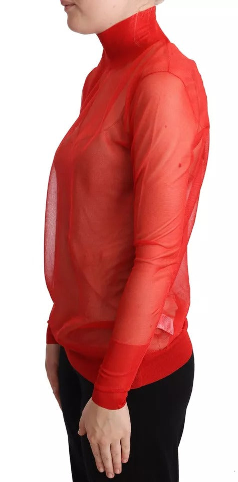 Dolce & Gabbana Orange Semi Transparent Blouse Women's Sweater (Pre-Owned)