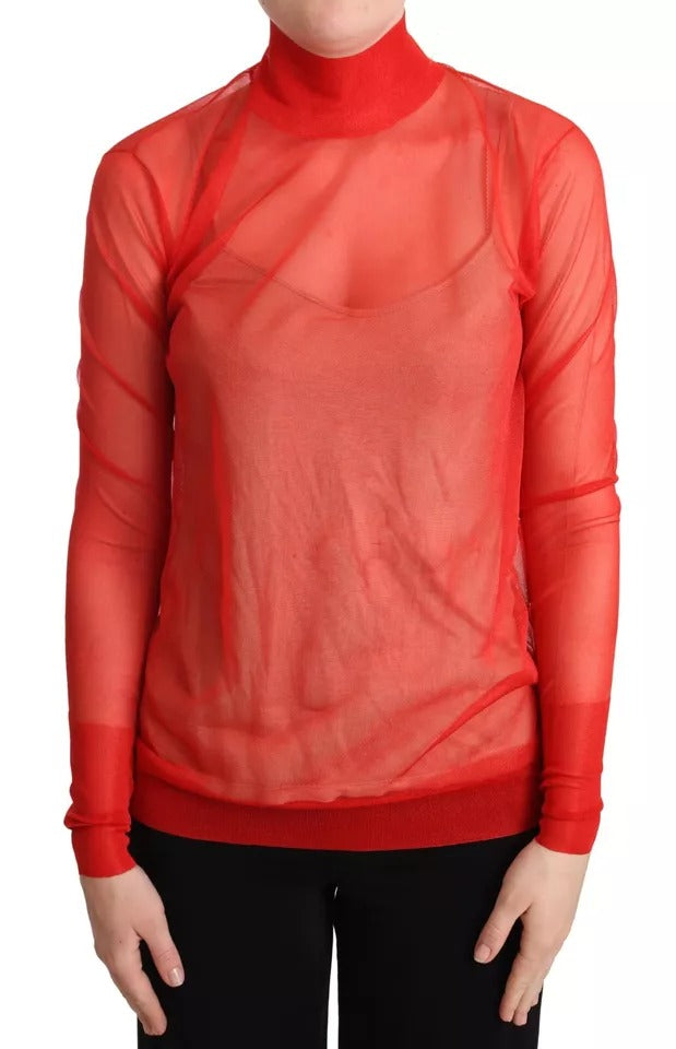 Dolce & Gabbana Orange Semi Transparent Blouse Women's Sweater (Pre-Owned)