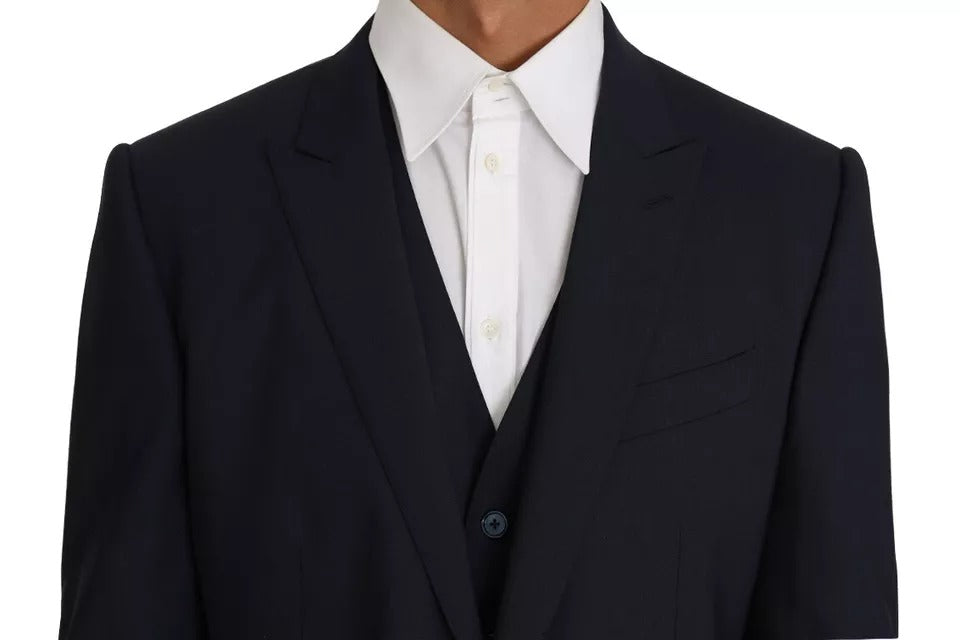 Dolce & Gabbana Blue Wool MARTINI Blazer Vest 2 Men's Piece