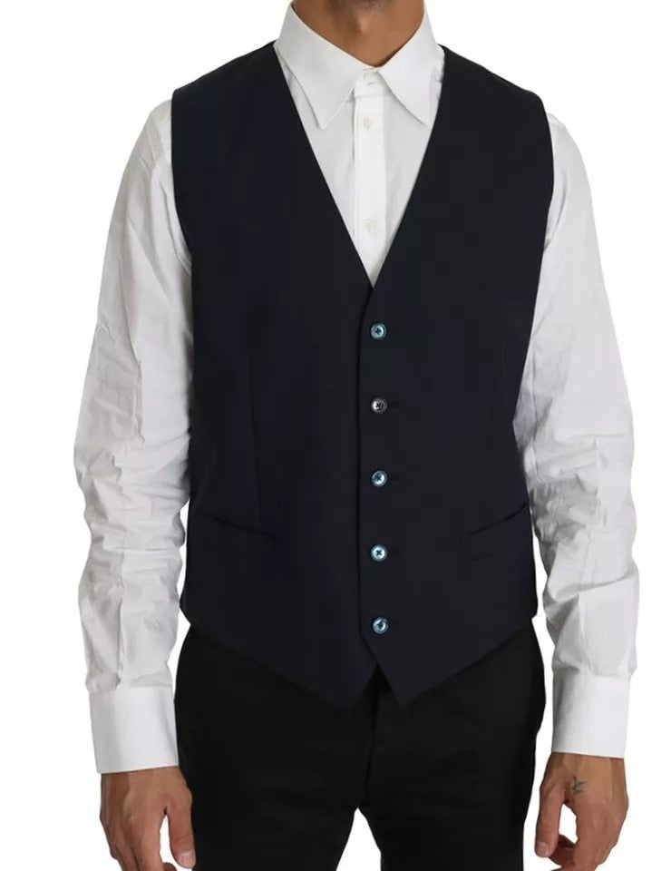 Dolce & Gabbana Blue Wool MARTINI Blazer Vest 2 Men's Piece