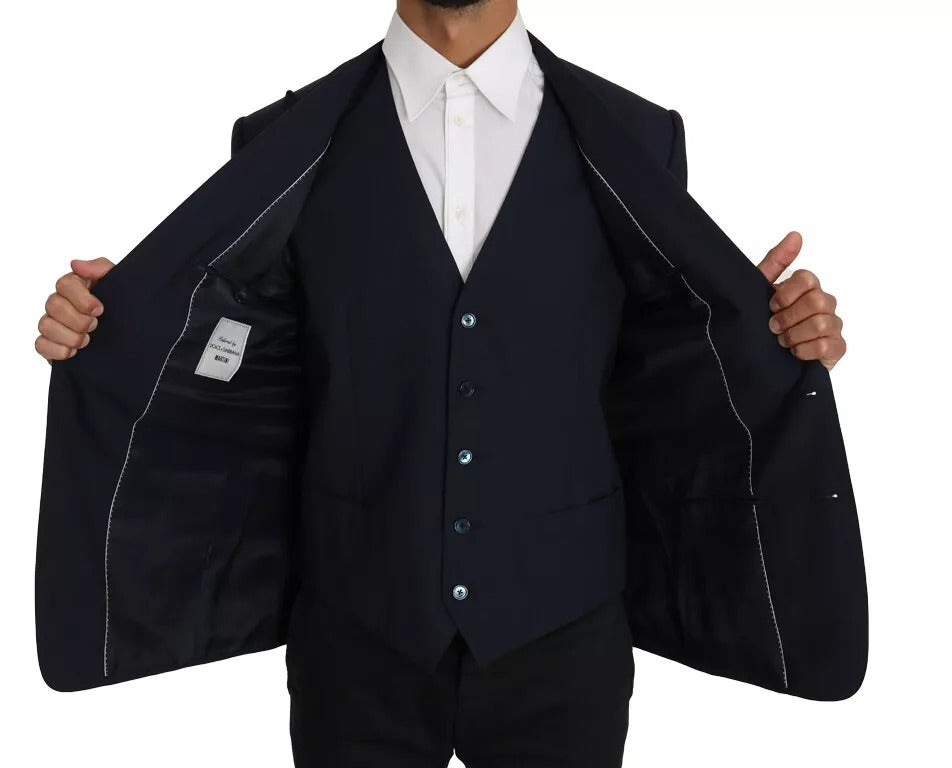 Dolce & Gabbana Blue Wool MARTINI Blazer Vest 2 Men's Piece