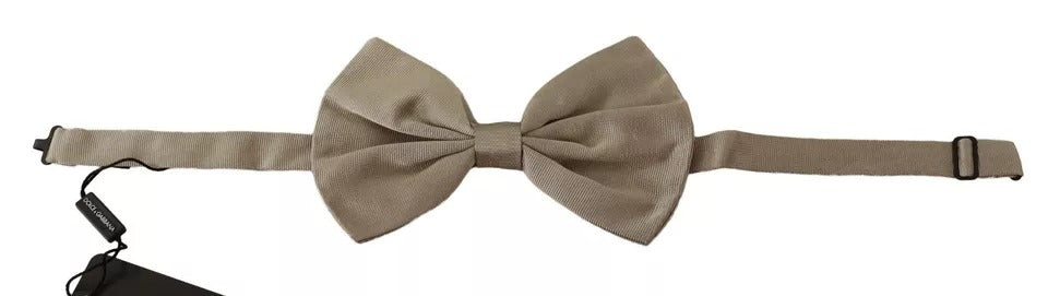 Dolce & Gabbana Silver Gray 100% Silk Adjustable Neck Bow Men's Tie