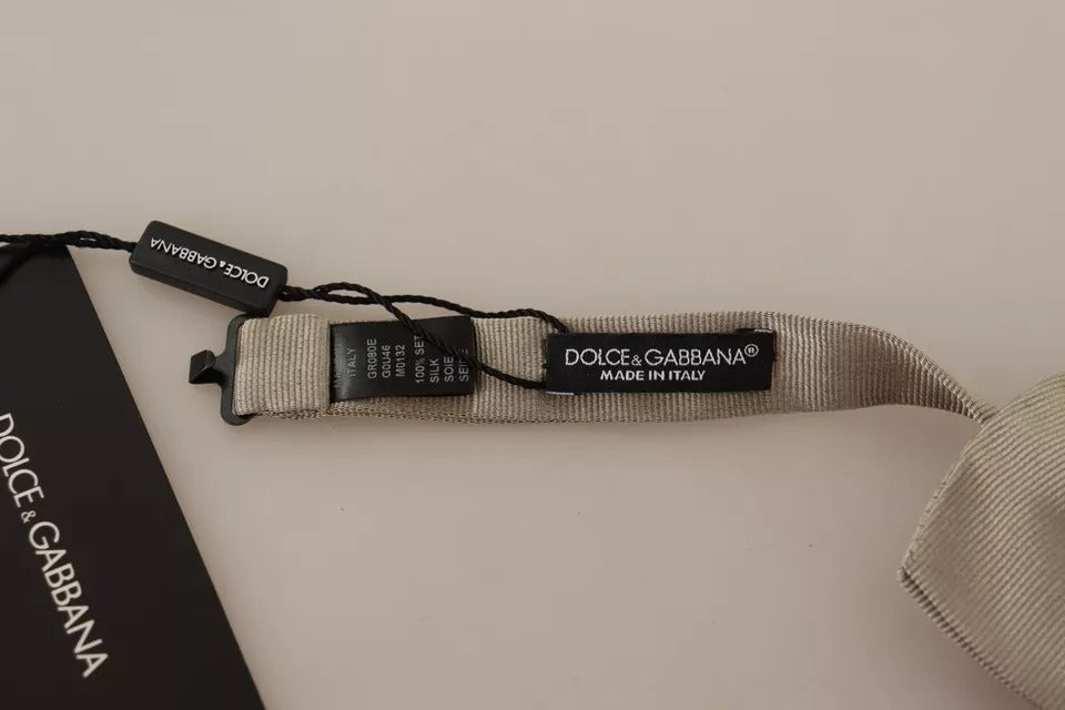 Dolce & Gabbana Silver Gray 100% Silk Adjustable Neck Bow Men's Tie