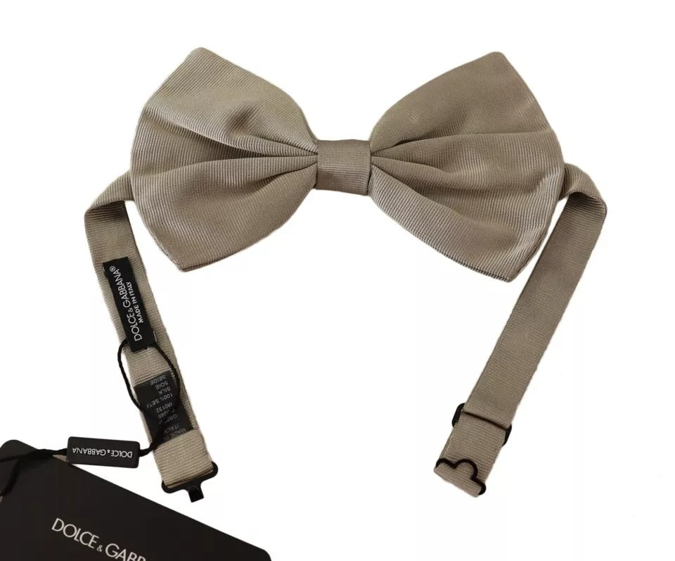 Dolce & Gabbana Silver Gray 100% Silk Adjustable Neck Bow Men's Tie
