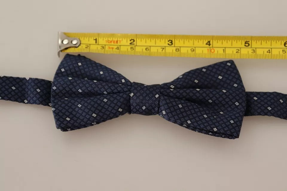 Dolce & Gabbana Blue Patterned Silk Adjustable Neck Bow Tie Men's Men