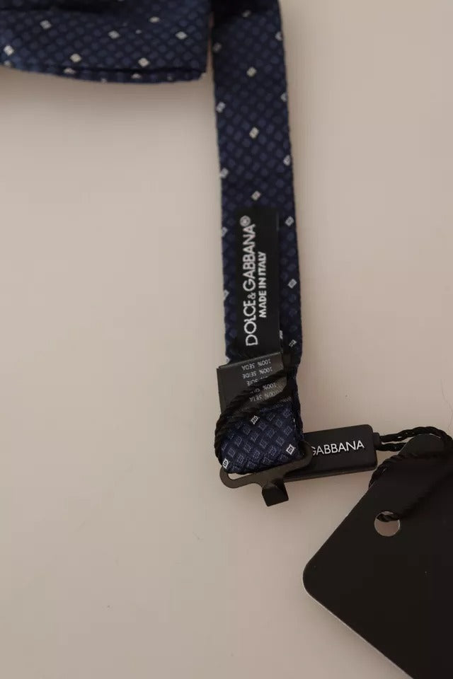 Dolce & Gabbana Blue Patterned Silk Adjustable Neck Bow Tie Men's Men