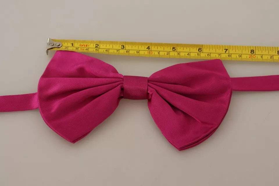 Dolce & Gabbana Pink 100% Silk Adjustable Neck Bow Tie Men's Men