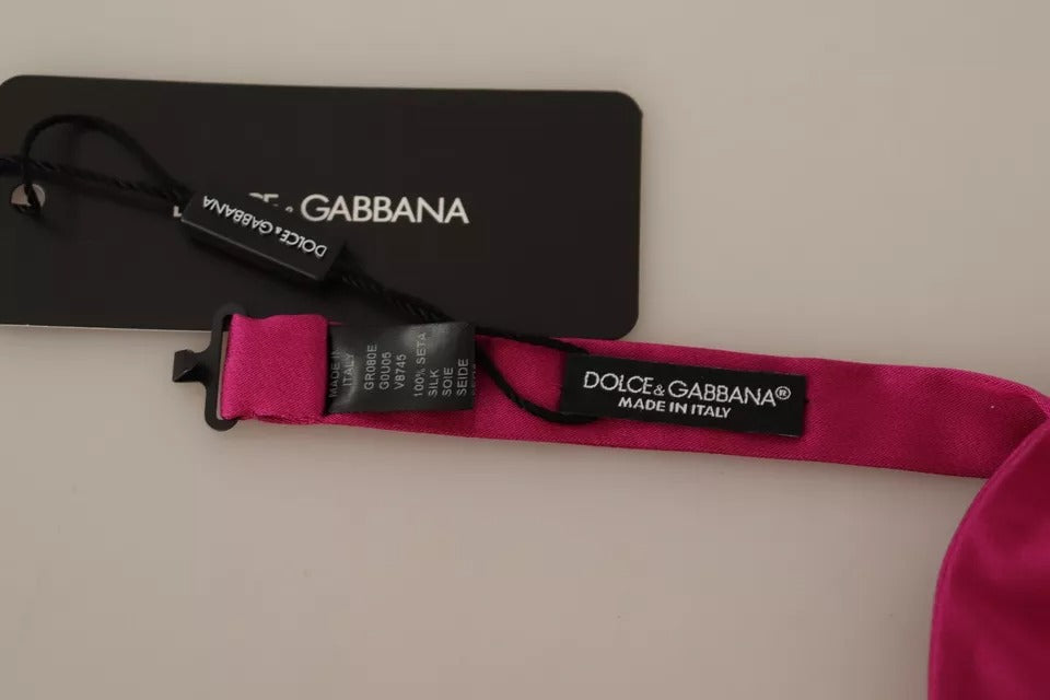 Dolce & Gabbana Pink 100% Silk Adjustable Neck Bow Tie Men's Men