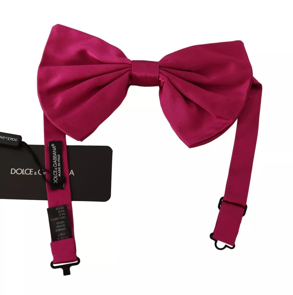 Dolce & Gabbana Pink 100% Silk Adjustable Neck Bow Tie Men's Men