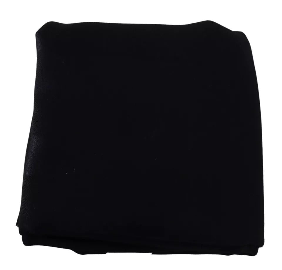 Dolce & Gabbana Black Solid Silk Wool Fringe Wrap Women's Scarf (Pre-Owned)