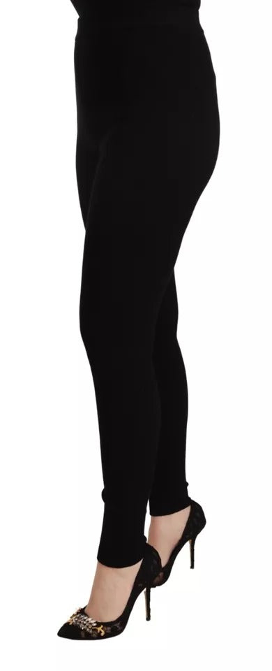 Dolce & Gabbana Black High Waist Stretch Pants Women's Tights