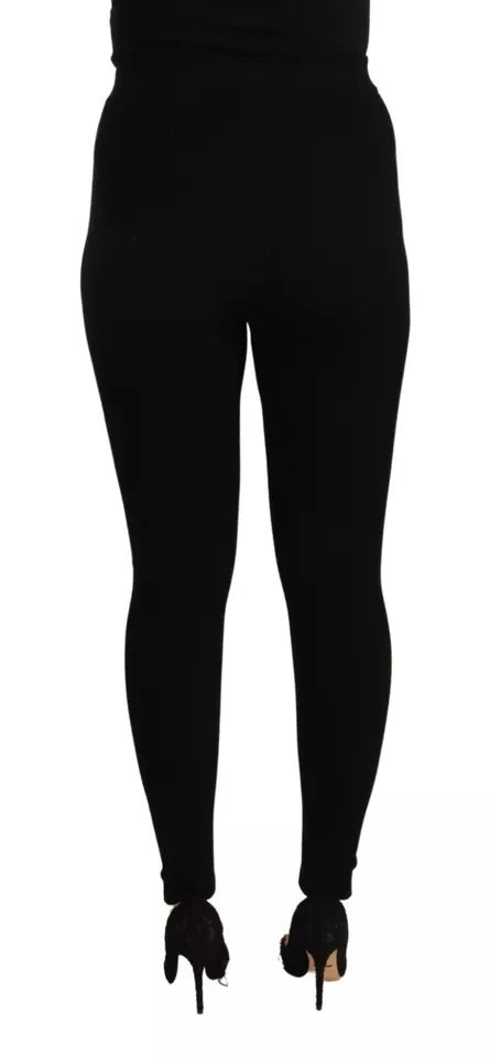 Dolce & Gabbana Black High Waist Stretch Pants Women's Tights