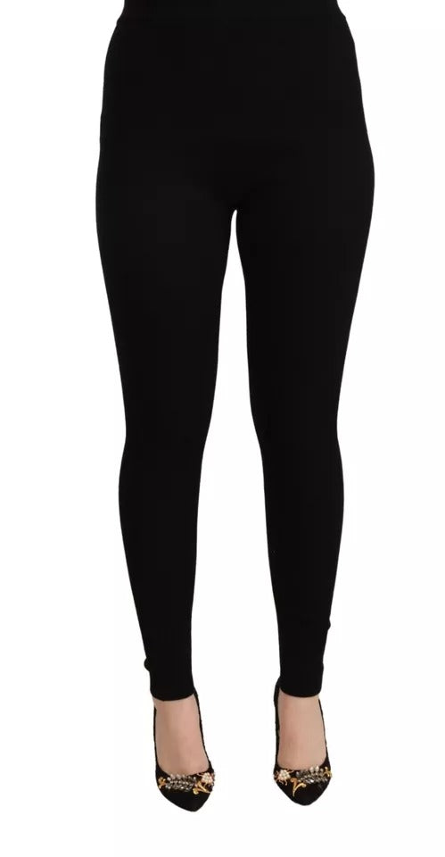 Dolce & Gabbana Black High Waist Stretch Pants Women's Tights
