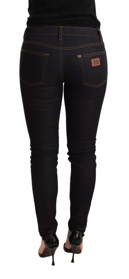 Dolce & Gabbana Blue Cotton Stretch Slim Fit Denim Women's Jeans (Pre-Owned)