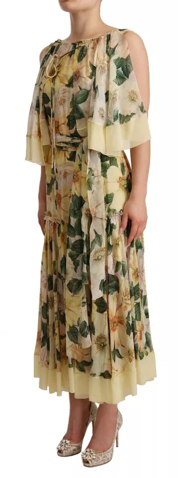 Dolce & Gabbana Multicolor Silk Floral Print Long Maxi Women's Dress (Pre-Owned)
