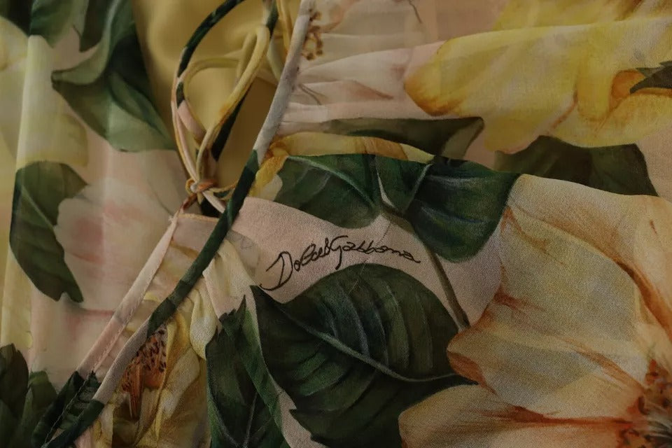 Dolce & Gabbana Multicolor Silk Floral Print Long Maxi Women's Dress (Pre-Owned)