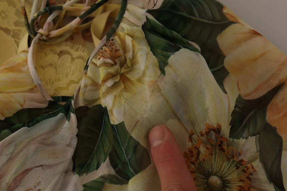 Dolce & Gabbana Multicolor Silk Floral Print Long Maxi Women's Dress (Pre-Owned)