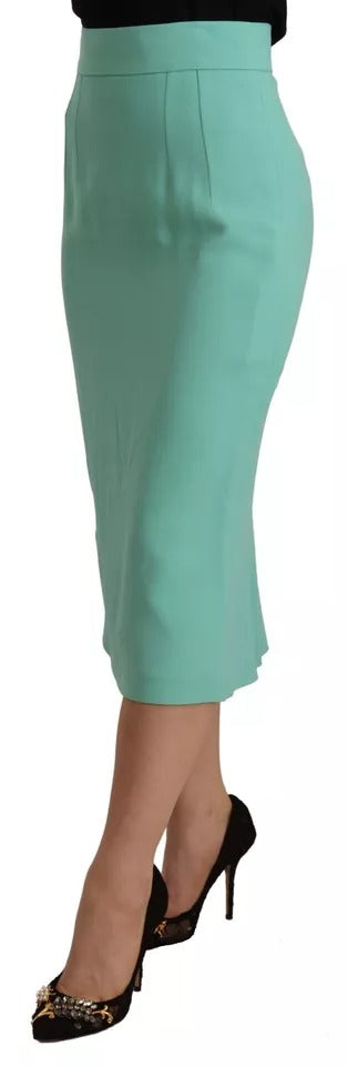Dolce & Gabbana Mint Green Viscose Pencil Cut Midi Women's Skirt (Pre-Owned)