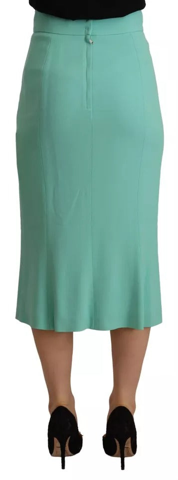 Dolce & Gabbana Mint Green Viscose Pencil Cut Midi Women's Skirt (Pre-Owned)