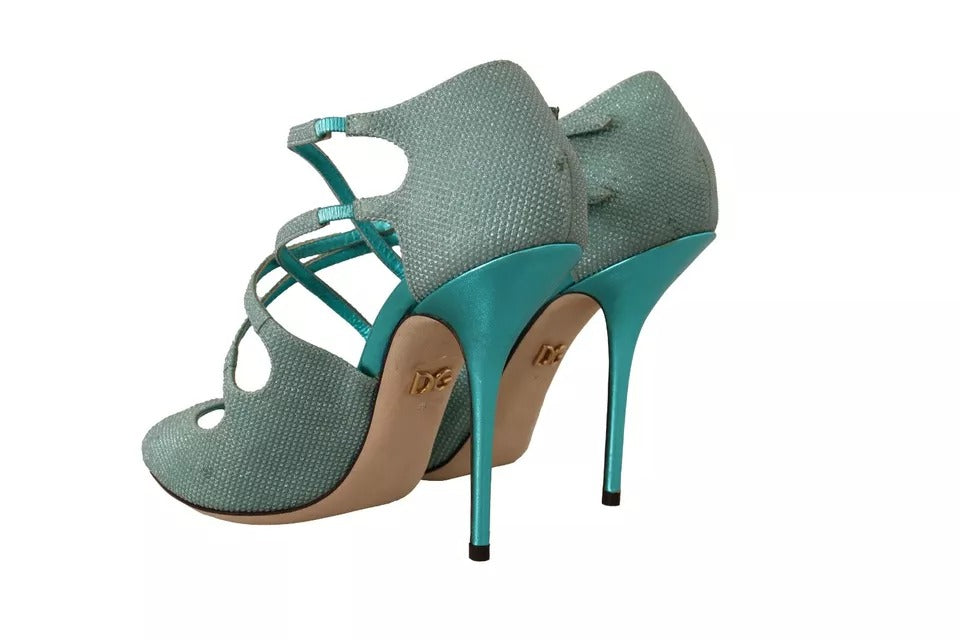 Dolce & Gabbana Blue Glittered Strappy Heels Sandals Women's Shoes (Pre-Owned)