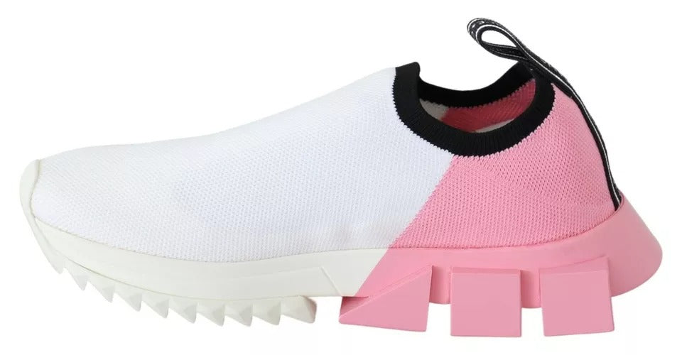 Dolce & Gabbana Pink White Logo Sorrento Sneakers Women's Shoes