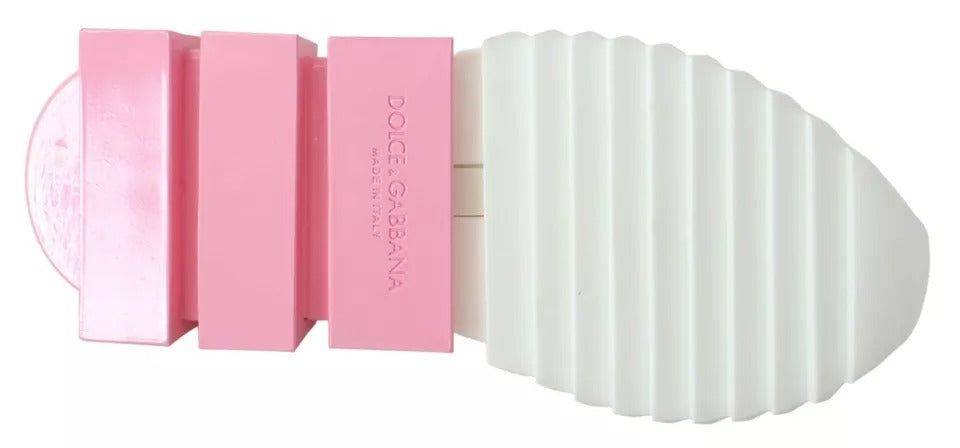 Dolce & Gabbana Pink White Logo Sorrento Sneakers Women's Shoes